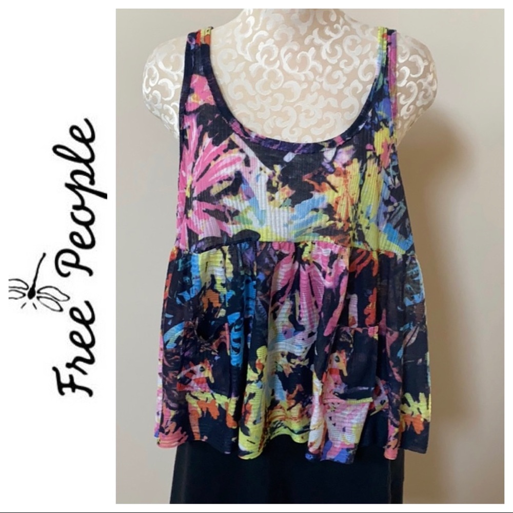Free People Bright Watercolor Top
